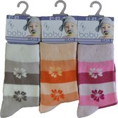 Baby / kinder sokjes flowerstripe - 19/20 - meisjes - 90% katoen - naadloos - 12 PAAR - chaussettes socks