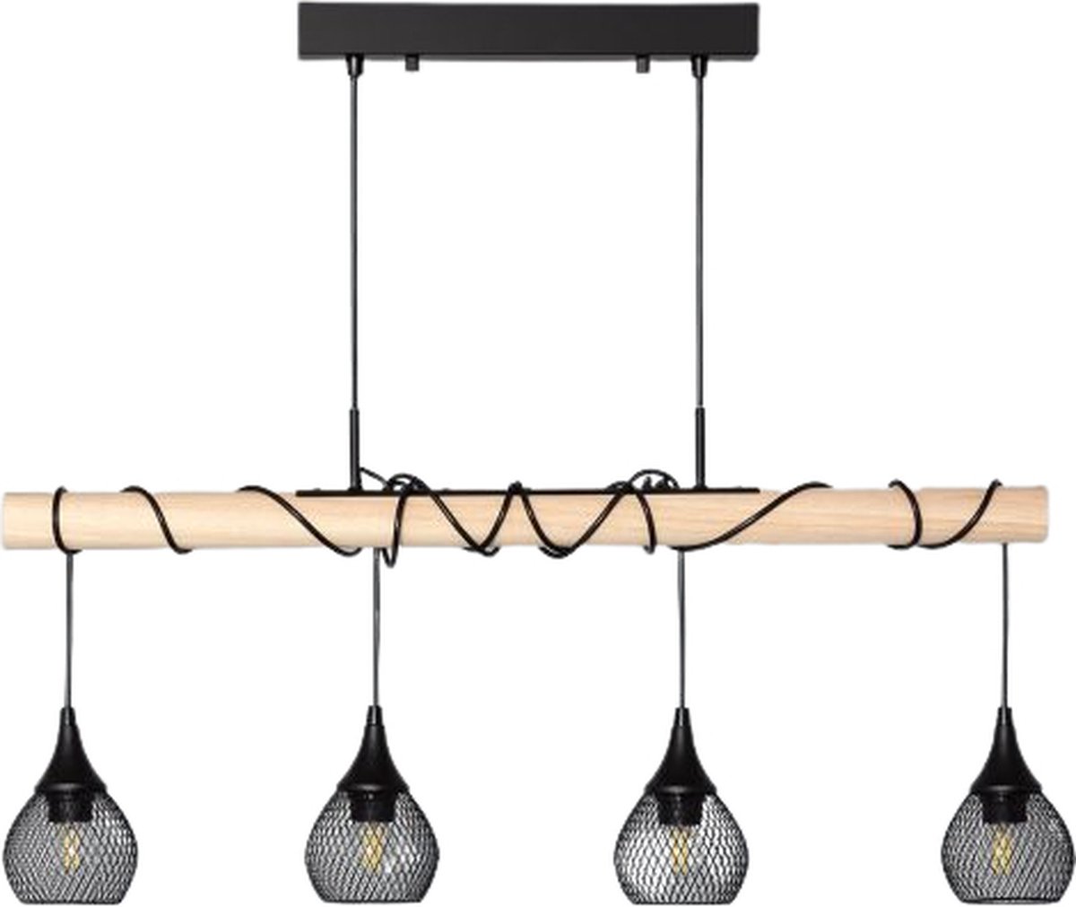 Bussandri - Scandinavische Hanglamp - Metaal - Scandinavisch - E27 - L:10cm - Voor Binnen - Woonkamer - Eetkamer - Slaapkamer - Hanglamp - Zwart
