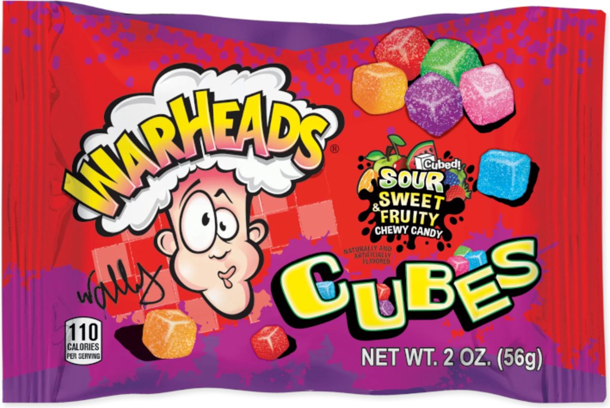 Warheads Aigre Sucré Fruité Moelleux Bonbon Cubes 56g (2 Paquets