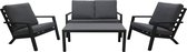 Ensemble chaise-banc Lounge Bezano | avec canapé 2 places | Noir mat/gris | Aluminium