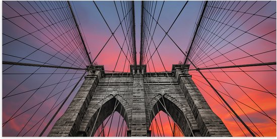 Poster (Mat) - Uitzicht vanaf Brooklyn Bridge, New York City - 100x50 cm Foto op Posterpapier met een Matte look