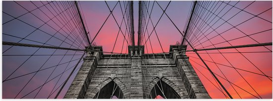 Poster Glanzend – Uitzicht vanaf Brooklyn Bridge, New York City - 60x20 cm Foto op Posterpapier met Glanzende Afwerking