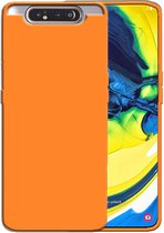 Smartphonica Siliconen hoesje voor Samsung Galaxy A80 case met zachte binnenkant - Oranje / Back Cover geschikt voor Samsung Galaxy A80