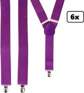 6x Luxe Bretel paars 35mm - bretels kleding accessoires thema feest party festival