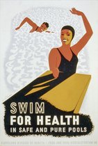 Posters Vintage - Zwem Advertentie - Vintage poster - Ouderwets - Interieur Design - Wanddecoratie - 51x71 - Geschikt om in te lijsten