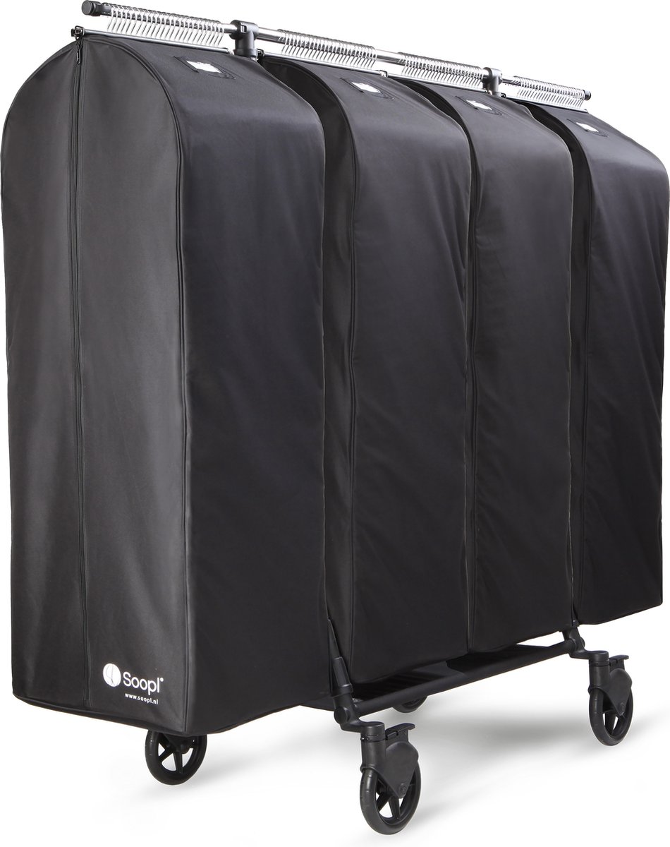 Soopl Set XL - Soopl Fashion Trolley + 4 XL Bags - Professioneel kledingrek - Mobiele garderoberek - Uitschuifbaar, inklapbaar, draagbaar - Met robuuste wielen