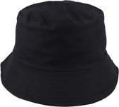 Bucket Hat Basic Zwart Effen Stof Vissers Hoedje