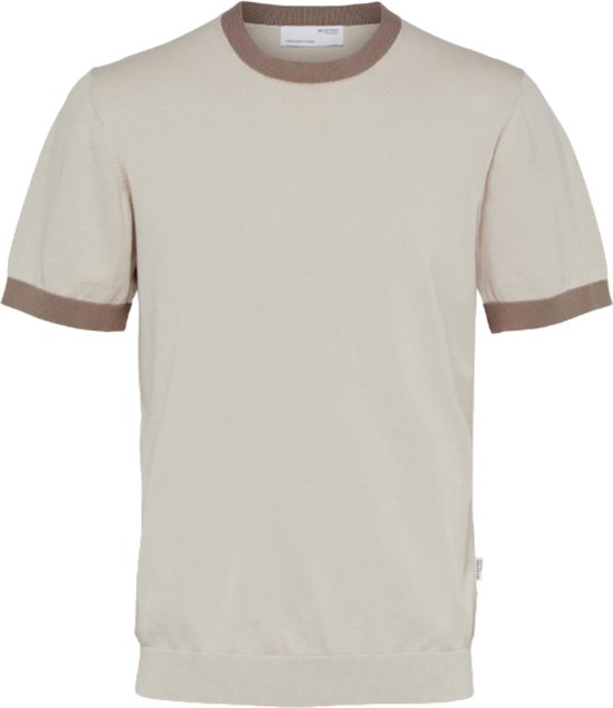 Selected Slhmattis SS casual t-shirt heren beige