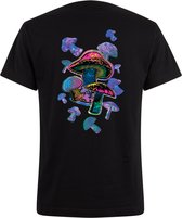 Zwart Neon Tshirt Colour Mushrooms S