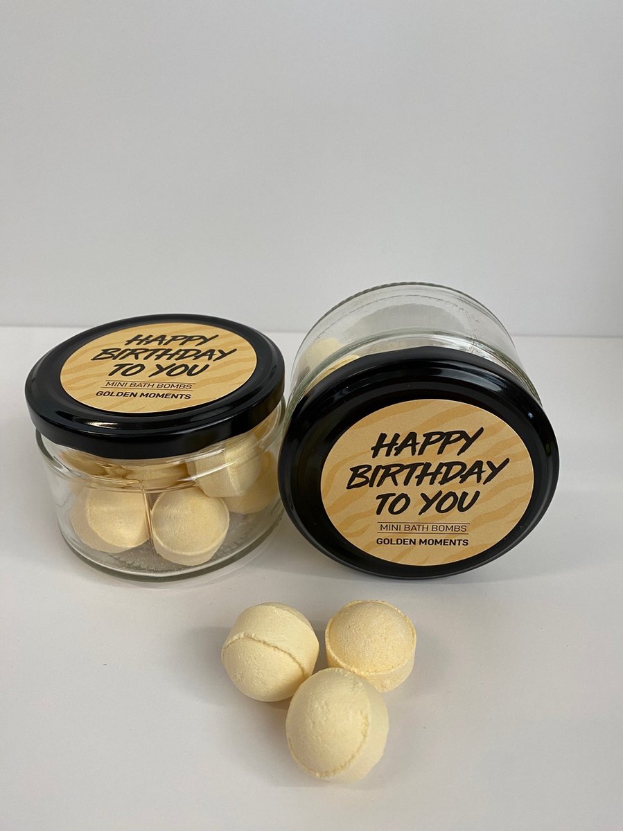 Goedkoopste Mini bath bombs in glazen potje Happy Birthday to you