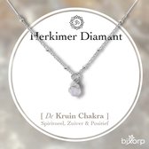 Bixorp Gems Ruwe Herkimer Diamant Chakra Ketting - Zilverkleurig Roestvrij Staal - 36cm + 8cm verstelbaar