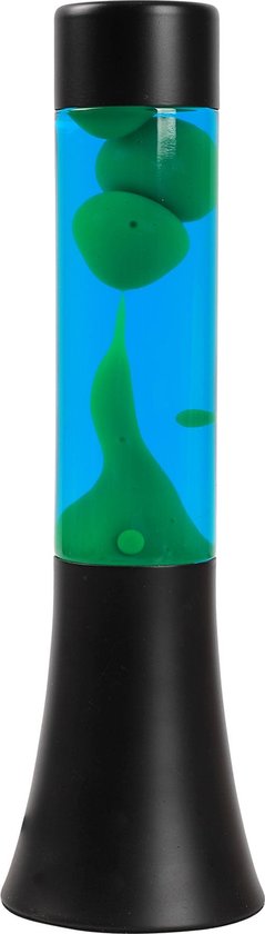 i-Total Lavalamp - Lava Lamp - Sfeerlamp - 30x9 cm - Glas/Aluminium - 25W - Blauw met groene Lava - Zwart - XL2459