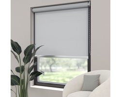 Dutchblinds Rolgordijn - lichtdoorlatend - Licht Grijs - 175x190cm - Raamdecoratie op maat