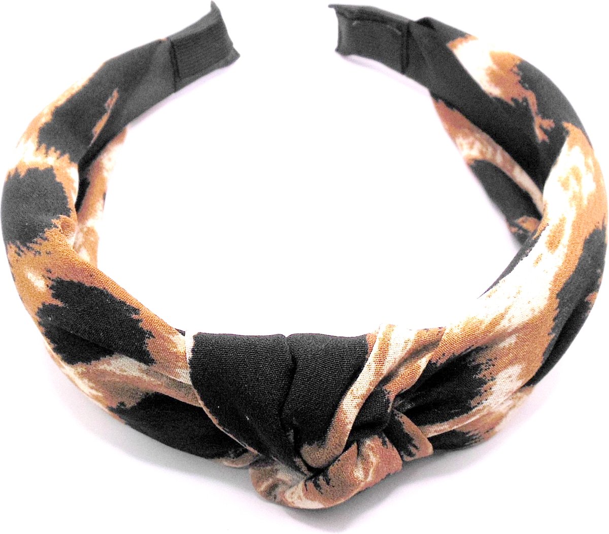 Diadeem met knoop zwart-bruin-wit