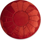 Velvet poef rood - Ronde poef - Fluwelen poef - Handgemaakt en uniek - Gevuld geleverd - Ideaal voor je woon-, slaap- of kinderkamer