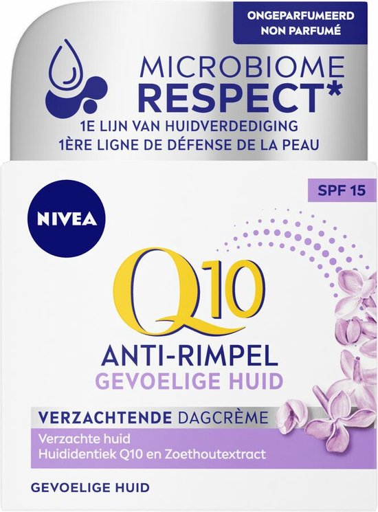 NIVEA Q10 POWER Sensitive Anti-rimpel Dagcrème - Gevoelige huid - SPF 15 - Met Q10, creatine en zoethoutextract - 50 ml
