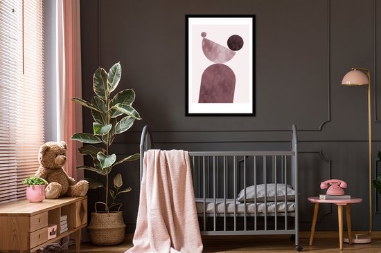 Cadre photo avec affiche - Formes - Abstrait - Pastel - Rose - 80x120 cm - Cadre pour affiche