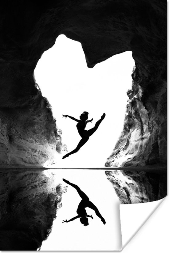 Poster - Ballet - Dans - Grot - Hart - Zwart wit - Muurposter - 60x90 cm - Posters zwart wit - Wanddecoratie