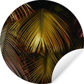 WallCircle - Muurstickers - Behangcirkel - Jungle - Palmboom - Goud - ⌀ 30 cm - Muurcirkel - Zelfklevend - Ronde Behangsticker