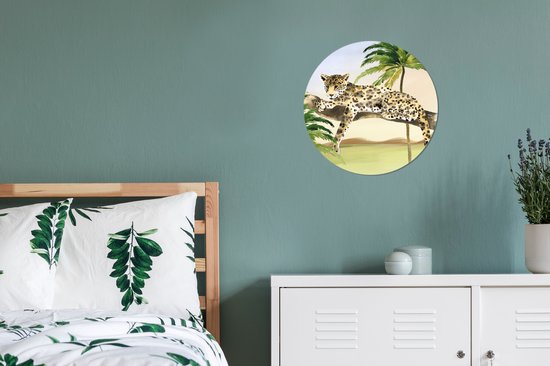 WallCircle® - Cercle de papier peint 30x30 cm - Stickers muraux Léopard - Jungle - Arbre - Cercle mural - Accessoires chambre enfant - Décoration chambre bébé - Cercle mural autocollant