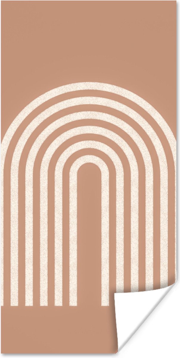 Poster Abstract - Kunst - Regenboog - Wit - Bruin - 75x150 cm