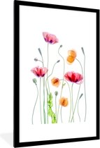 Posters nature - Fleurs - Coquelicot - Wit - Affiche avec cadre - Affiche murale - Décoration murale - 60x90 cm