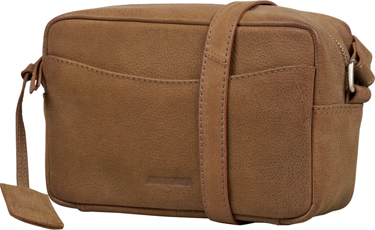 Salted Leren Dames Schoudertasje - Crossover - Camerabag - Nubuck Leer - Cognac