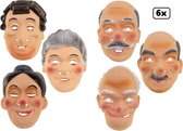 12x Masker Opa en Oma pvc assortie - volwassen masker - carnaval thema feest maskers oma en opa abraham sara