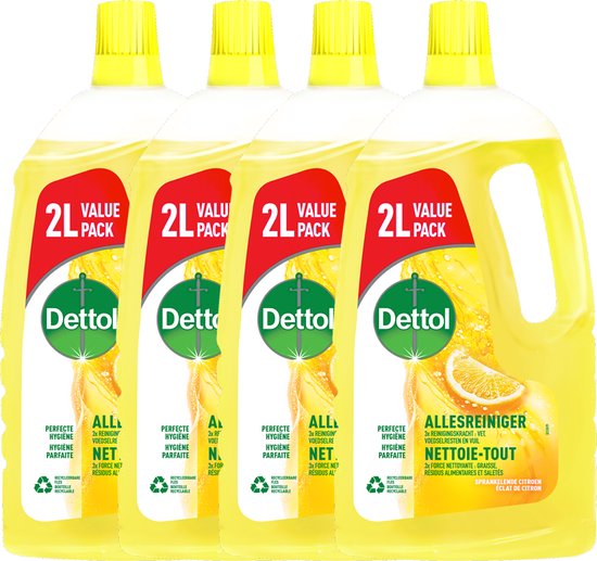 BE - Dettol Nettoie-tout P&F Eclat de Citron 2L - 4 Stuks - Voordeelverpakking
