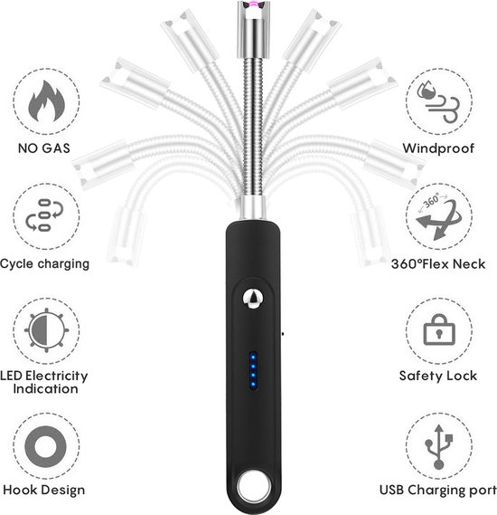 Papillon - Lange Elektrisch Aansteker - USB Oplaadbaar - Flexibele Aansteker  -... | bol.com