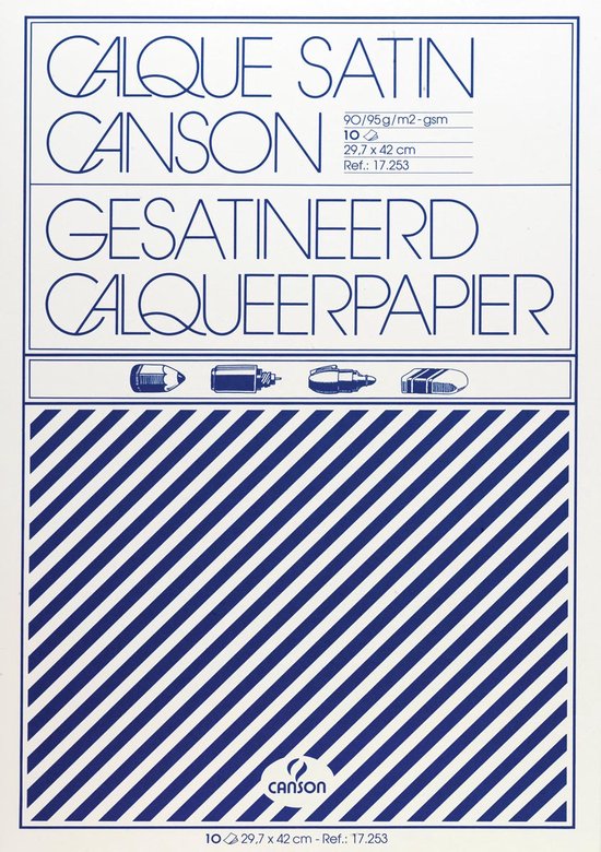CANSON papier calque, format A3, très transparent, 90/95g/m2