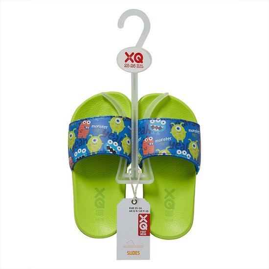 XQ Footwear - Slippers - Monsters - Groen - Blauw - Maat 27/28