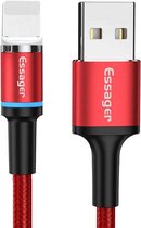 Essager 3A 180° Draaibare Magnetische USB naar Lightning Kabel 1M Rood