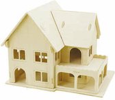 3D Houten constructie set - Huis met veranda - afm 22,5x16x17cm - 2 stuks