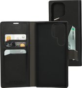 Mobiparts hoesje geschikt voor Samsung Galaxy S23 Ultra - Wallet/Boekhoesje - Eco Leer - Magneet Sluiting - Opberg vakken - Zwart