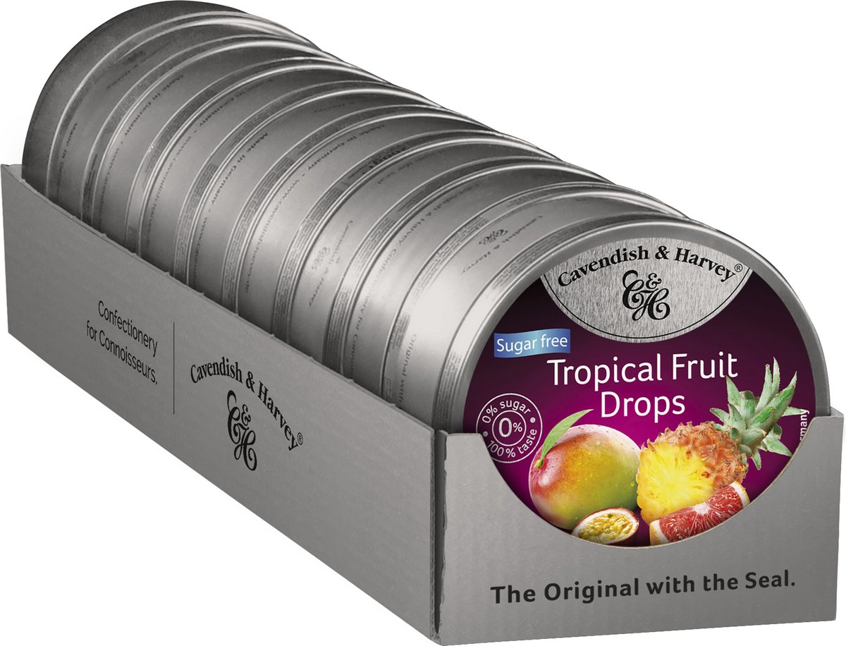 Cavendish & Harvey Zuurtjes - Suikervrij Tropisch Fruit - 9 x 175 Gram