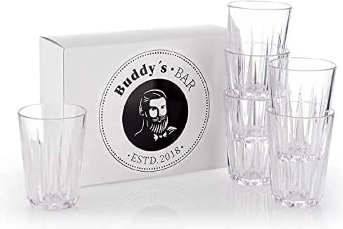 Buddy's Bar - Tritan drinkbekers set - 6 stuks 200 ml - BPA vrij transparant