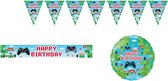 Gaming - Gamers - Versiering - Decoratie set - Kinderfeest - Themafeest - Verjaardag - Vlaggenlijn - Slinger - Folieballon.