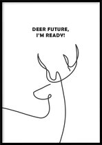 Poster Deer Future - 30x40 cm met Fotoliijst - Line art poster - Abstracte poster - Kinderkamer poster - Ingelijst - WALLLL