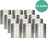 Boîte à épices Boîte à thé - Aluminium - Boîte avec couvercle Ø 62 mm x H 80 mm - Set de 12 - Pot de conservation - Convient pour conserver café, thé, épices - Argent