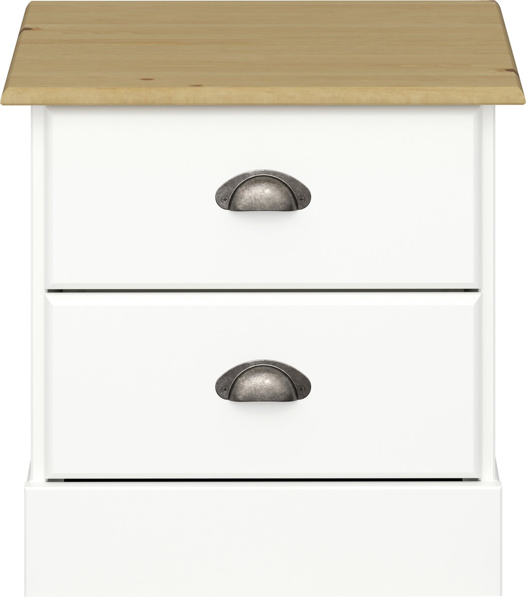 Notio Living Lorca-Nachtkastje - 2-Laden - Walnoot/Wit