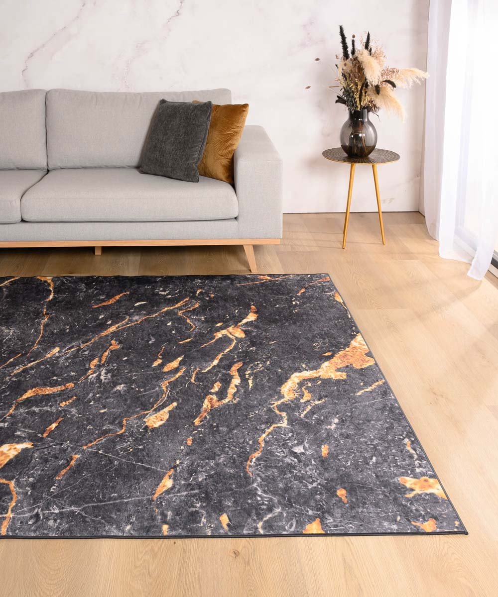 Marmer vloerkleed wasbaar - Moderna zwart/goud 240x340