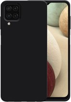 Smartphonica Siliconen hoesje voor Samsung Galaxy A12 case met zachte binnenkant - Zwart / Back Cover geschikt voor Samsung Galaxy A12