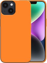 Smartphonica Siliconen hoesje voor iPhone 14 case met zachte binnenkant - Oranje / Back Cover geschikt voor Apple iPhone 14