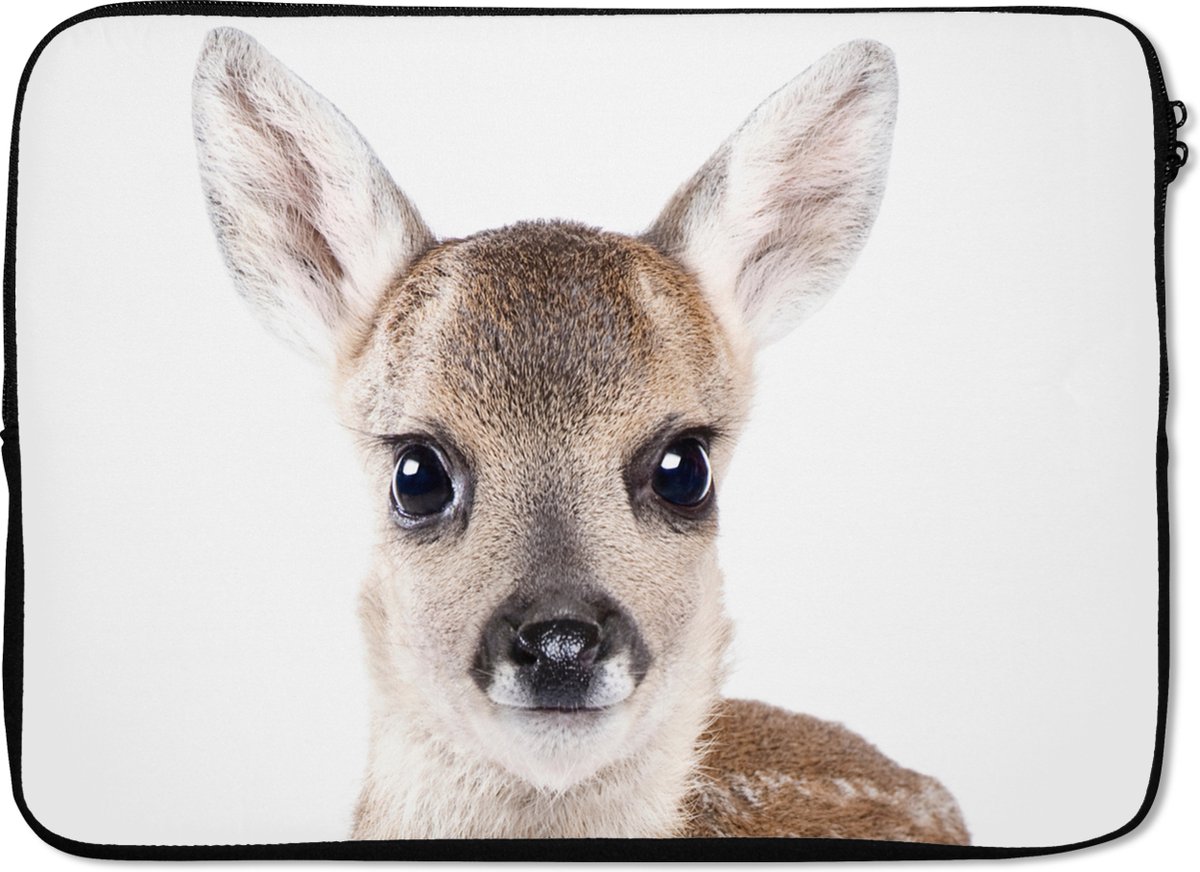Laptophoes 14 inch - Hert - Dieren - Bruin - Natuur - Laptop sleeve - Binnenmaat 33x23 cm - Zwarte achterkant