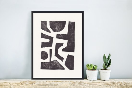 Cadre photo avec affiche - Abstrait - Zwart - Wit - Formes - 30x40 cm - Cadre pour affiche