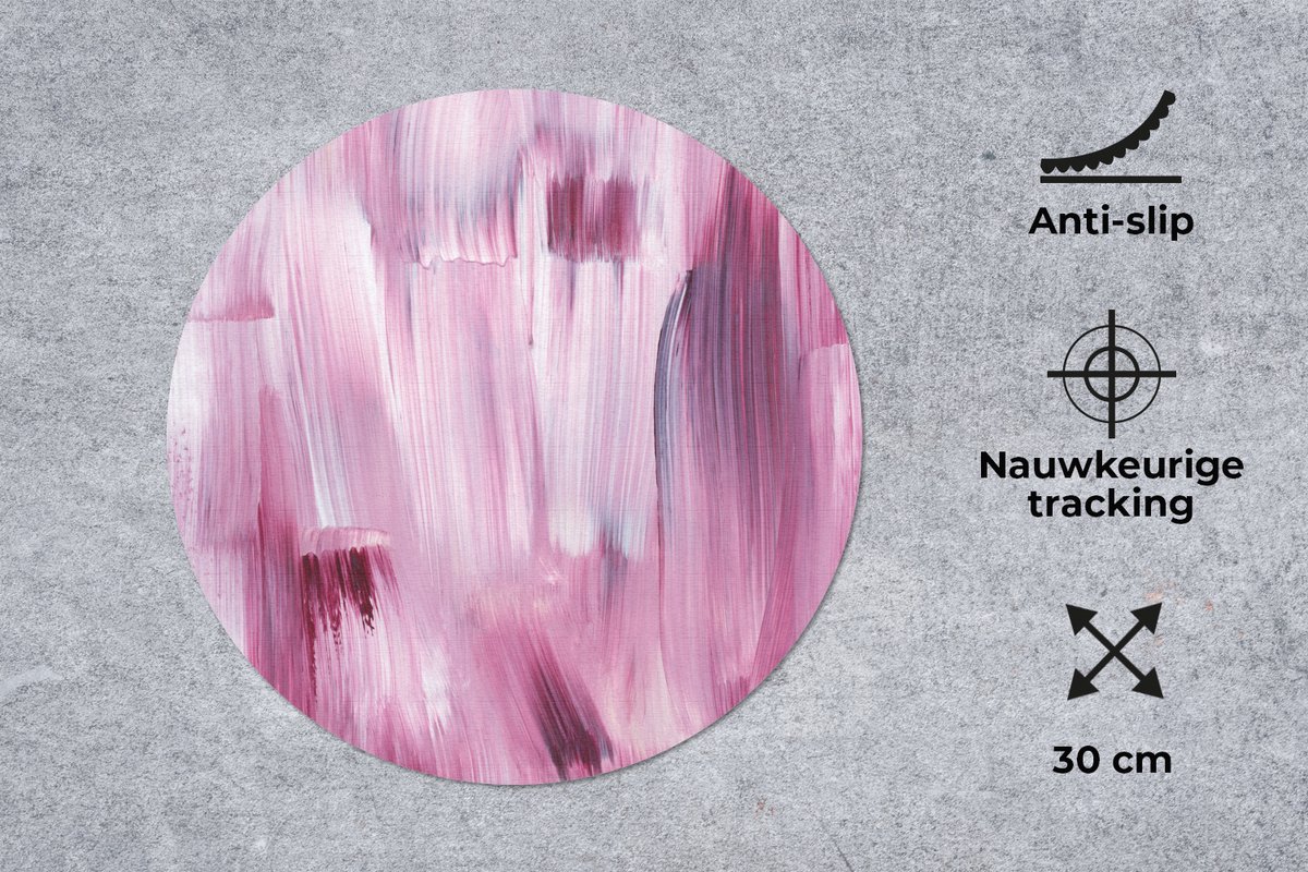 Muismat rond 30x30 cm - Mousepad Kleuren - Verf - Schilderij - Roze - Ronde muismatten