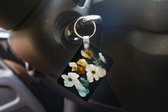 Sleutelhanger - Bloemen - Planten - Zwart - Wit - Uitdeelcadeautjes - Plastic