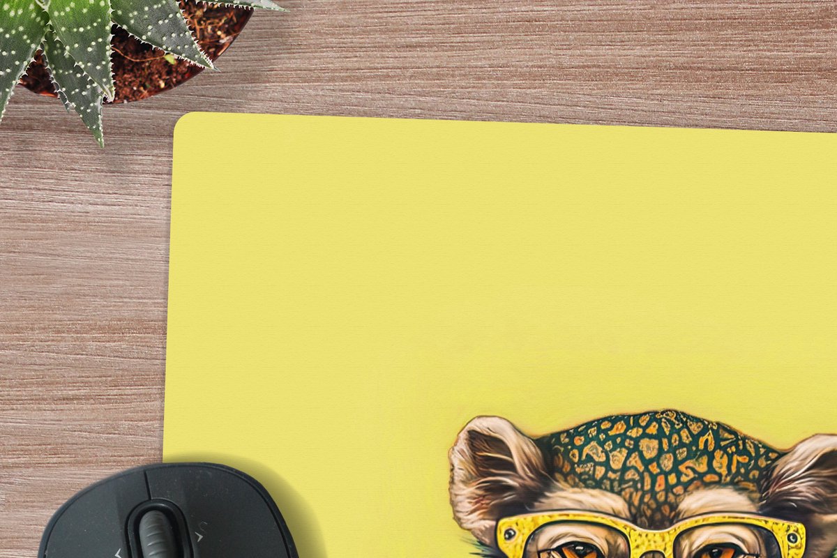 Muismat XXL 60x60 cm - Bureau onderlegger - Bureau mat Aap - Dieren - Bril - Design - Bloemen - Bureaumat - Gaming mousepad xl - Bureaulegger groot - Computer deskmat