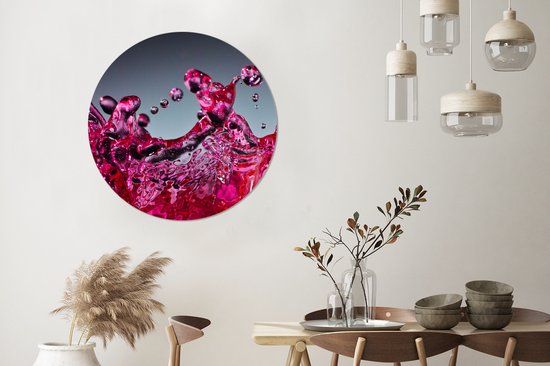 WallCircle - Stickers muraux - Cercle de papier peint - Water - Abstrait - Rose - Gouttes - 100x100 cm - Cercle mural - Autocollant - Papier peint autocollant rond XXL